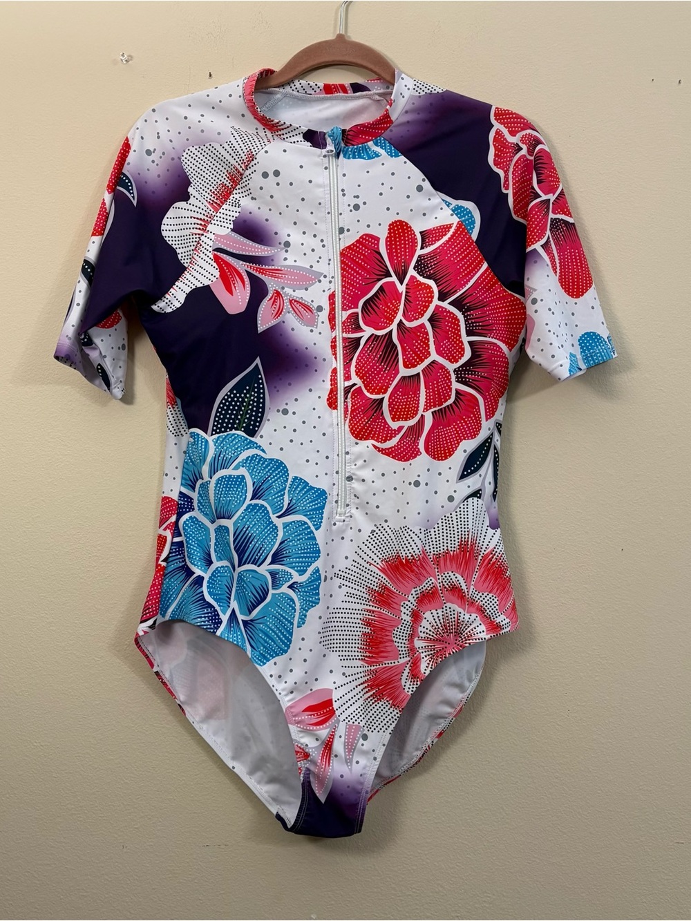 Women UV Sun Protection short Sleeve Rash Guard swim Swimsuit womens XL floral